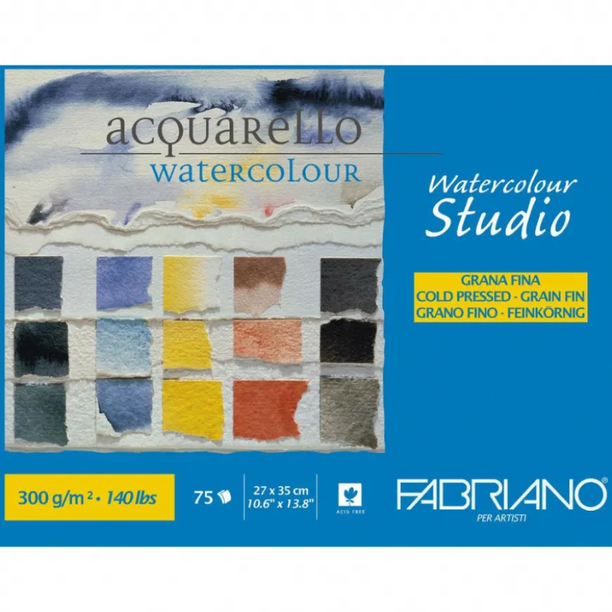 Bloco MAXI Watercolour Studio Fabriano - Grão Fino 300gr
