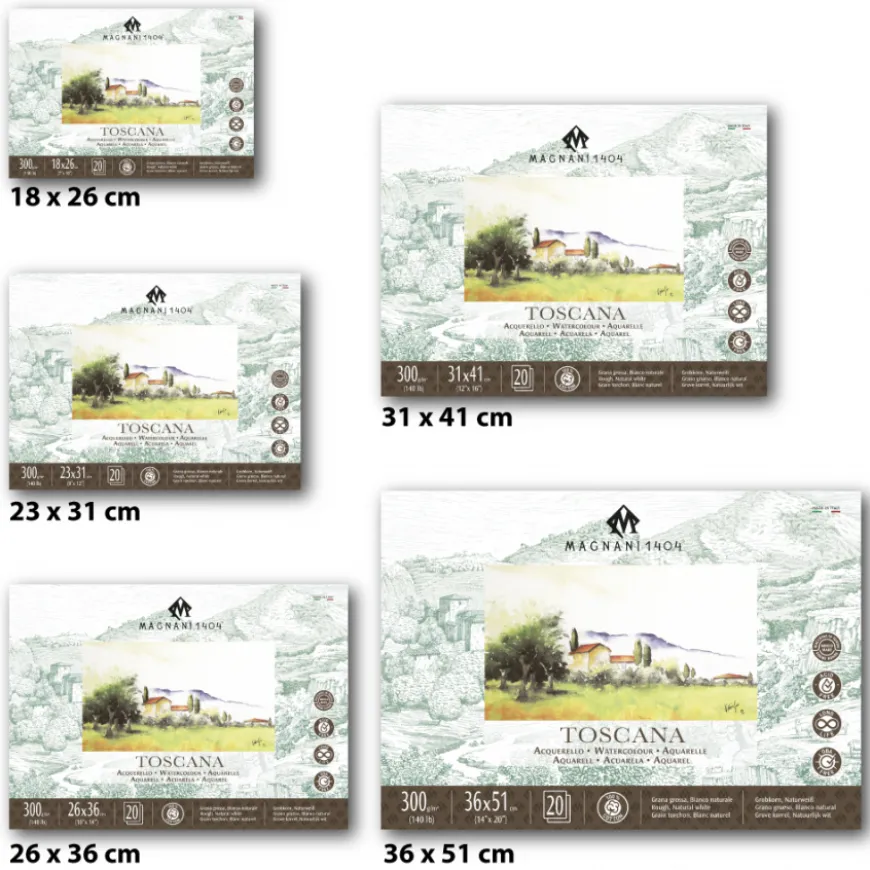 Bloco Papel Colado 4 Lados Aguarela Toscana Magnani