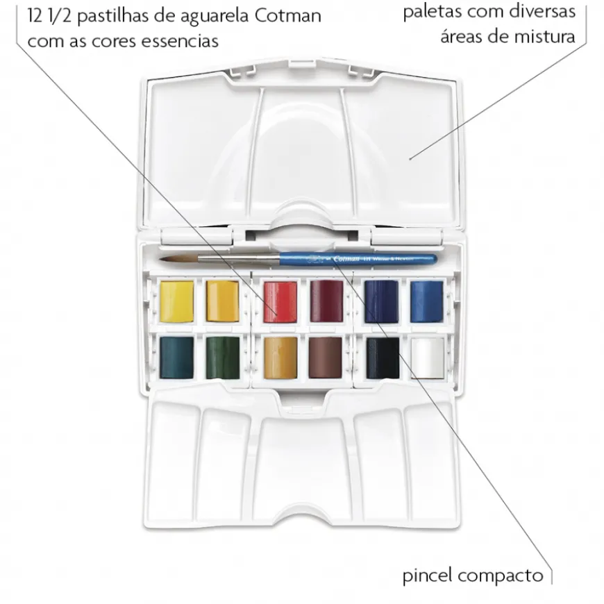 Caixa de Aguarela Pocket Plus Cotman Winsor & Newton