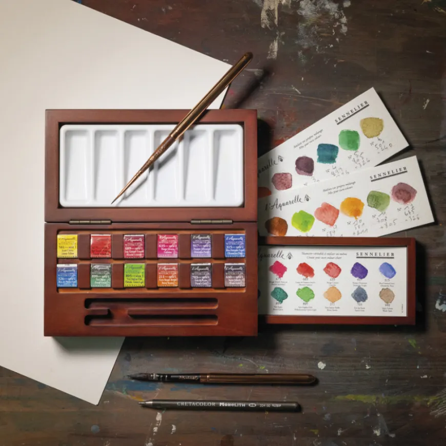 Caixa de Madeira L´Aquarelle Sennelier