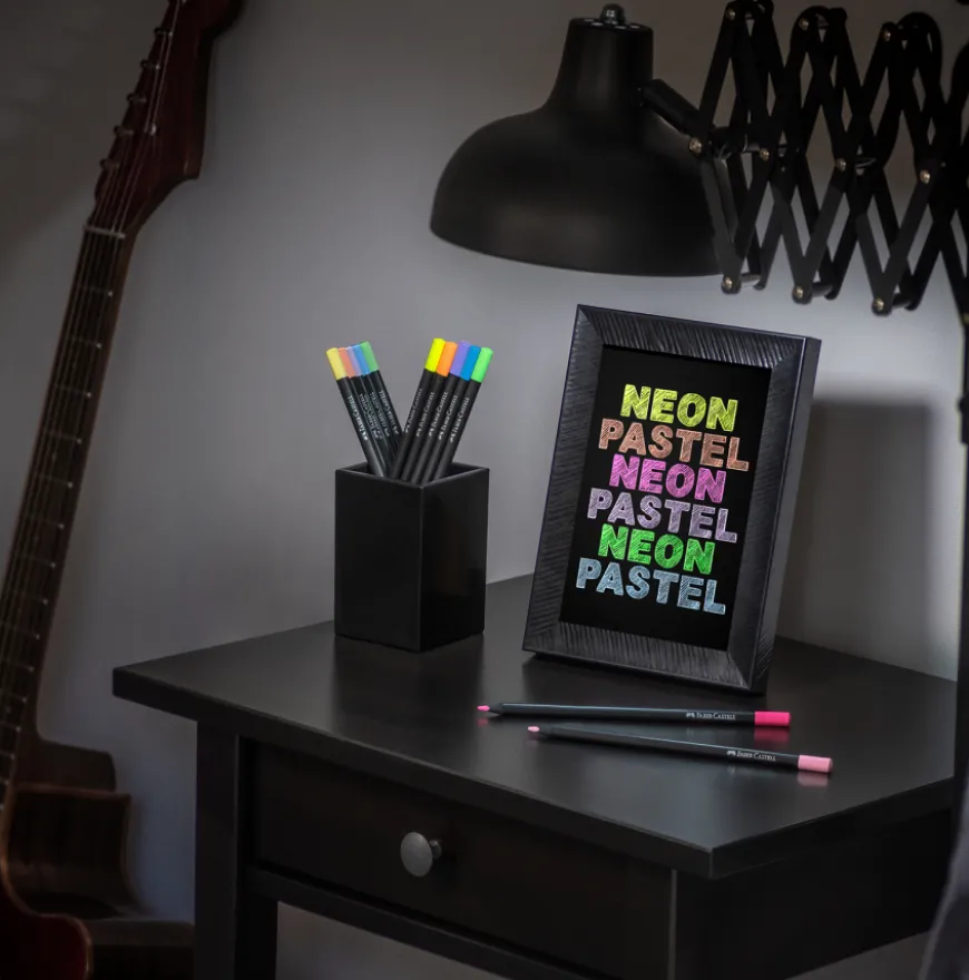 Caixa Lápis de Cor Pastel e Neon "Black Edition" Faber-Castell