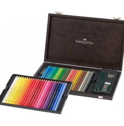 Caixa Madeira Lápis Polychromos + Acessórios Faber-Castell