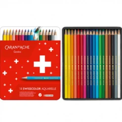 Caixa Metal Lápis Cor Aguareláveis Swisscolor Caran D´Ache