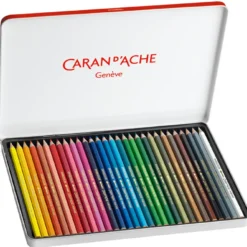 Caixa Metal Lápis Cor Aguareláveis Swisscolor Caran D´Ache