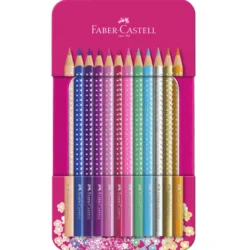 Caixa Metal Lápis Cores Brilhantes Sparkle Faber-Castell