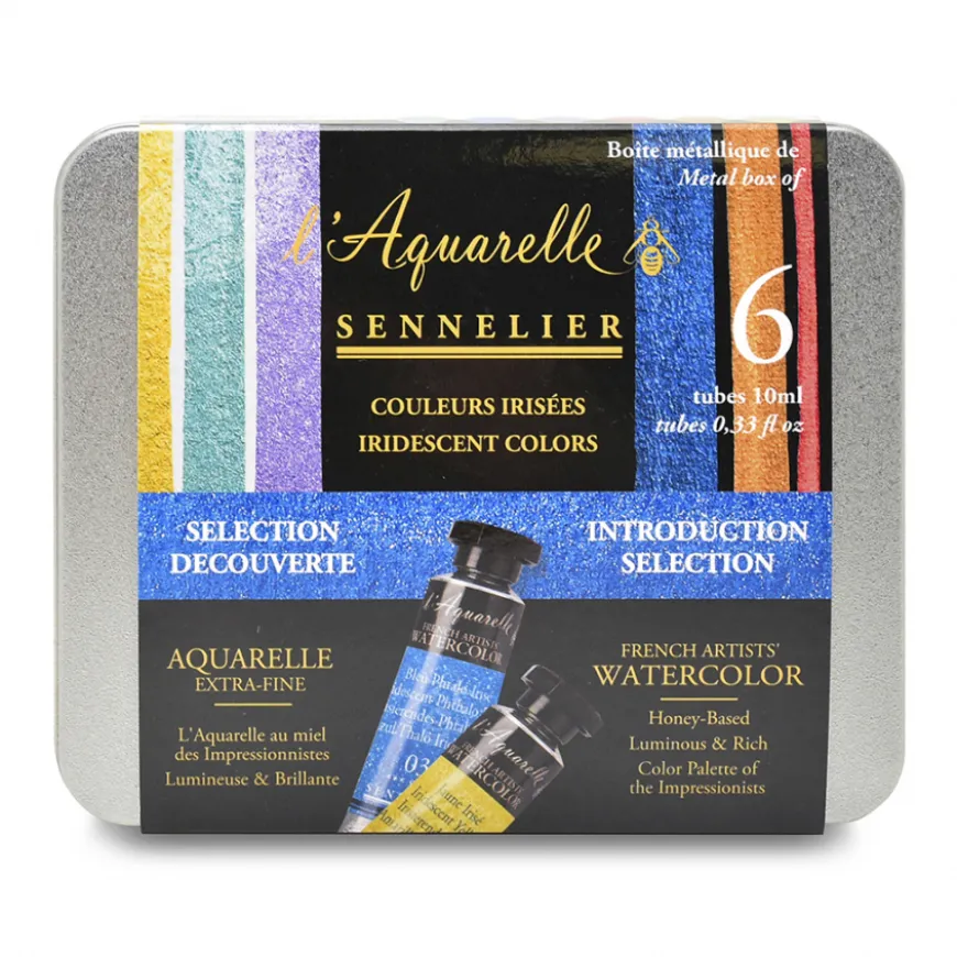 Caixa Metal 6 Tubos L´Aquarelle Iridescente Sennelier