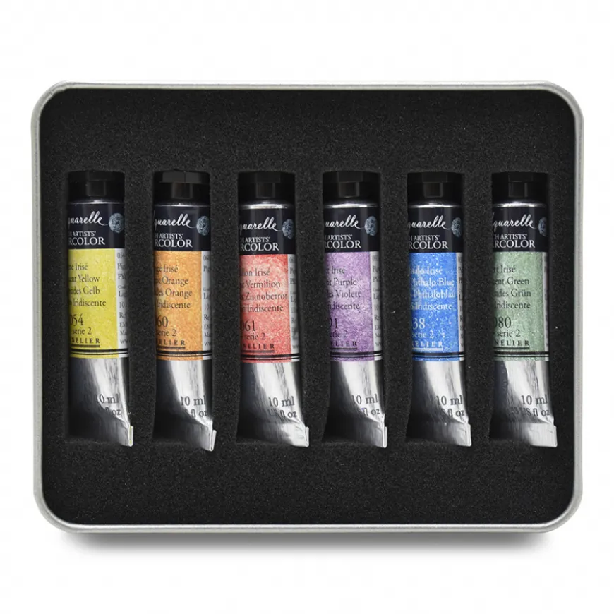 Caixa Metal 6 Tubos L´Aquarelle Iridescente Sennelier
