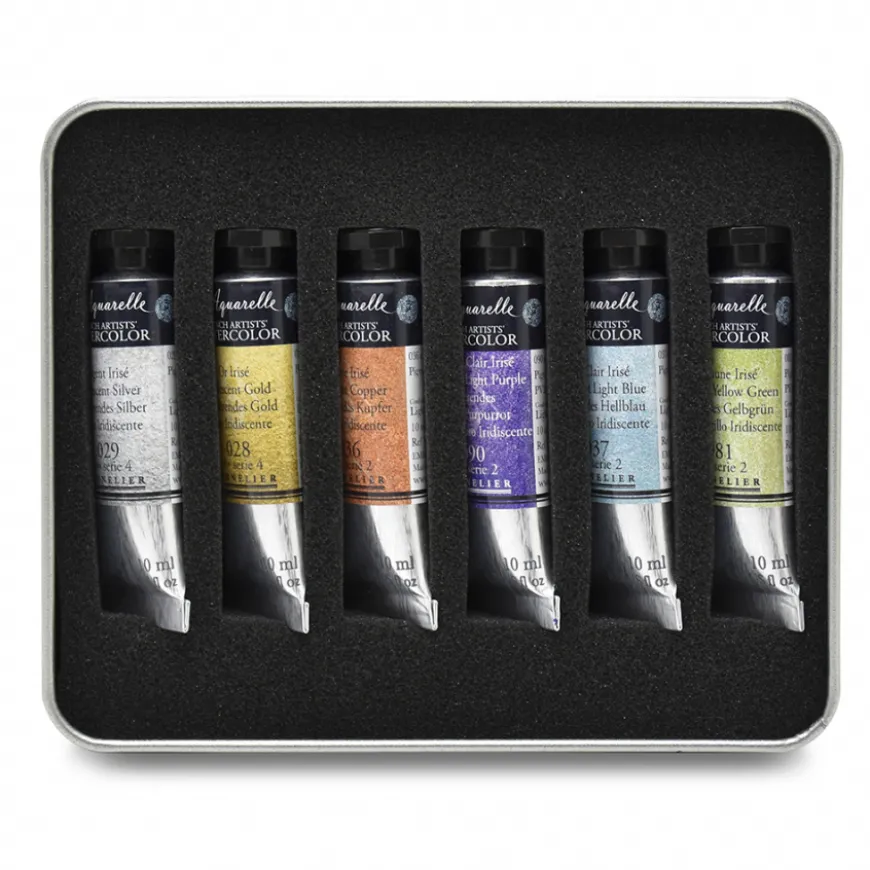 Caixa Metal 6 Tubos L´Aquarelle Iridescente Sennelier