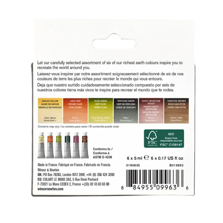 Conjunto Aguarela Profissional Cores Terra W&N