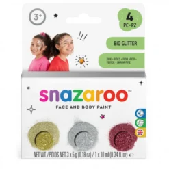 Conjunto 3 Bio Glitter Fino e Fixador Snazaroo