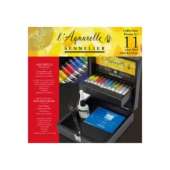 Conjunto Caixa de Madeira L´Aquarelle com Acessórios Sennelier