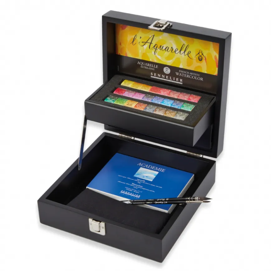 Conjunto Caixa de Madeira L´Aquarelle Sennelier