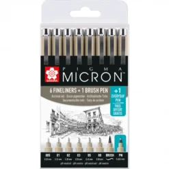Conjunto Canetas Pigma Micron + Brush pen Sakura