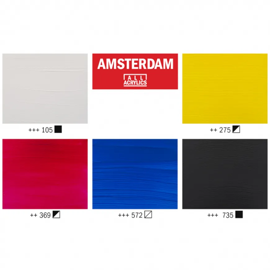 Conjunto Cores Primárias Acrílicos Amsterdam