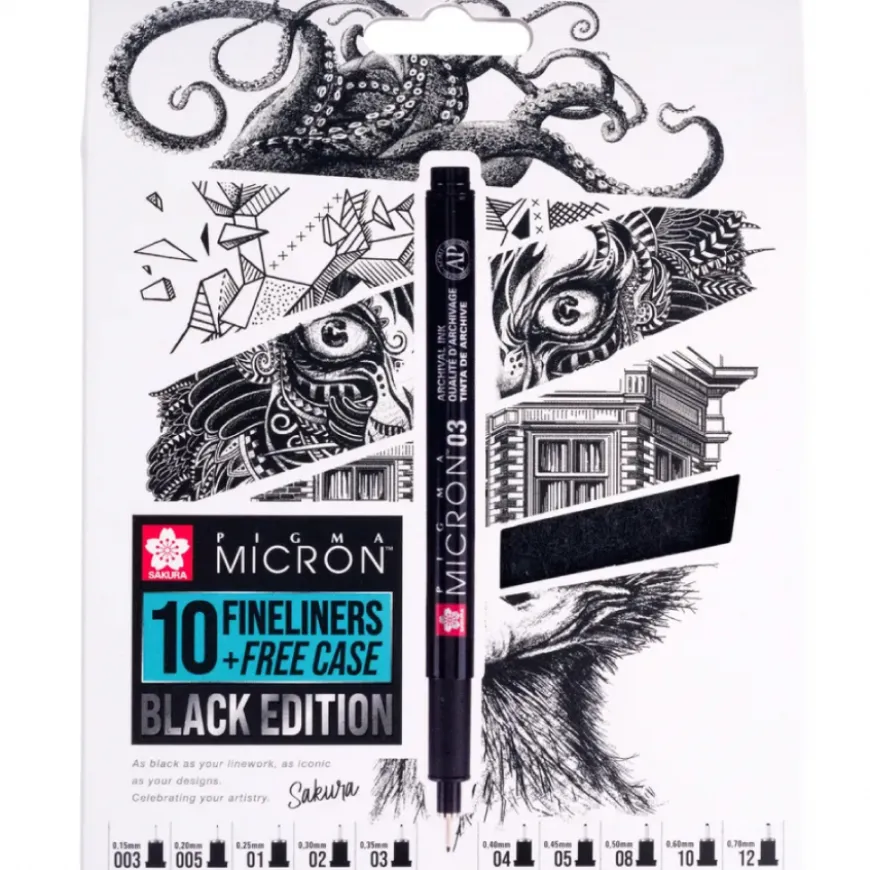 Conjunto de Marcadores Pigma Micron Black Edition Sakura