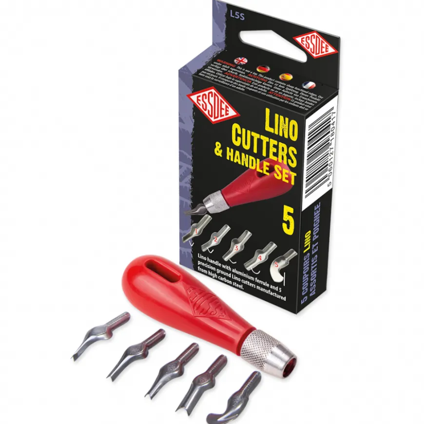 Conjunto de 5 Peças de Corte para Linóleo + Punho ESSDEE
