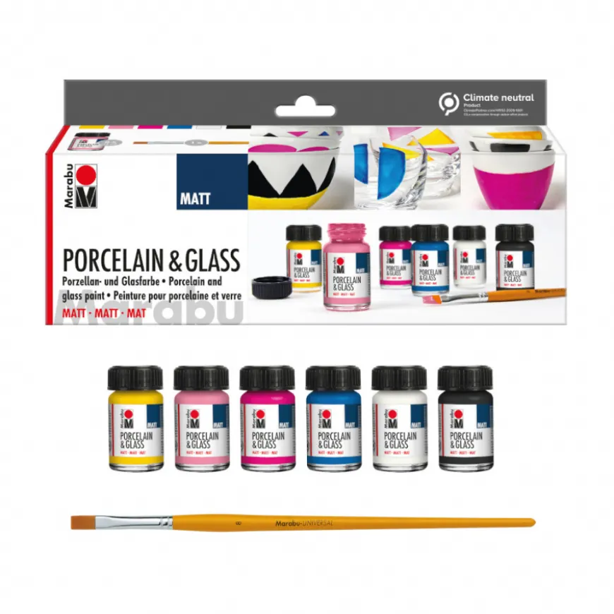 Conjunto Iniciação Tinta Porcelana & Vidro Mate Marabu