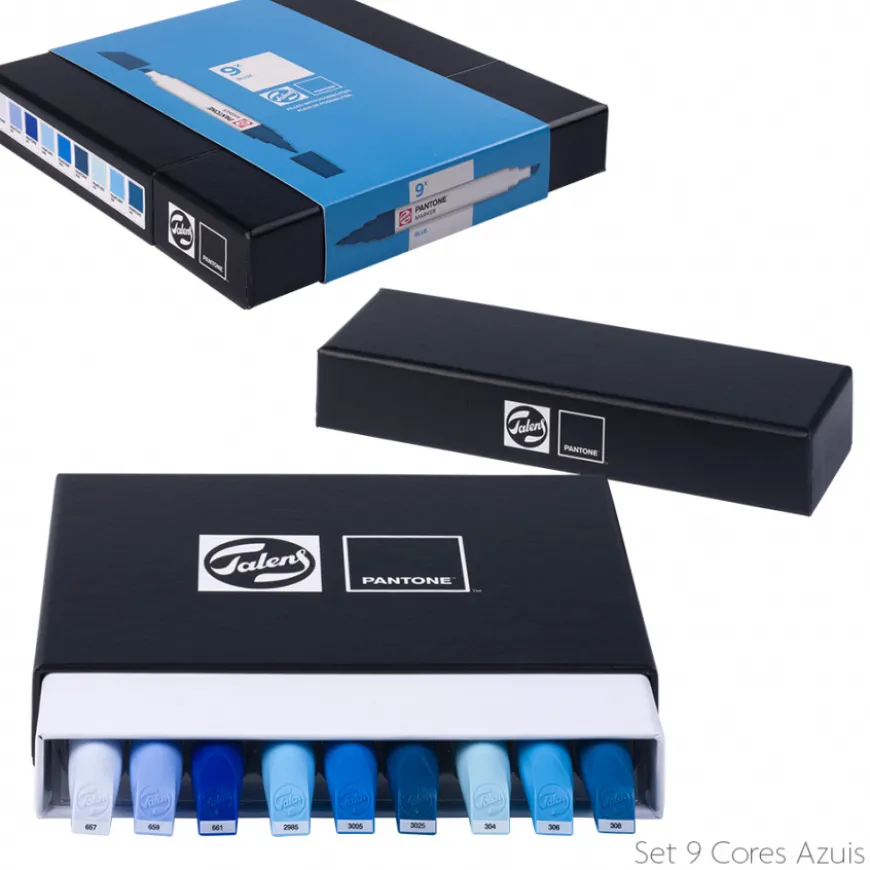 Conjunto Marcadores Cores Azuis Pantone Talens