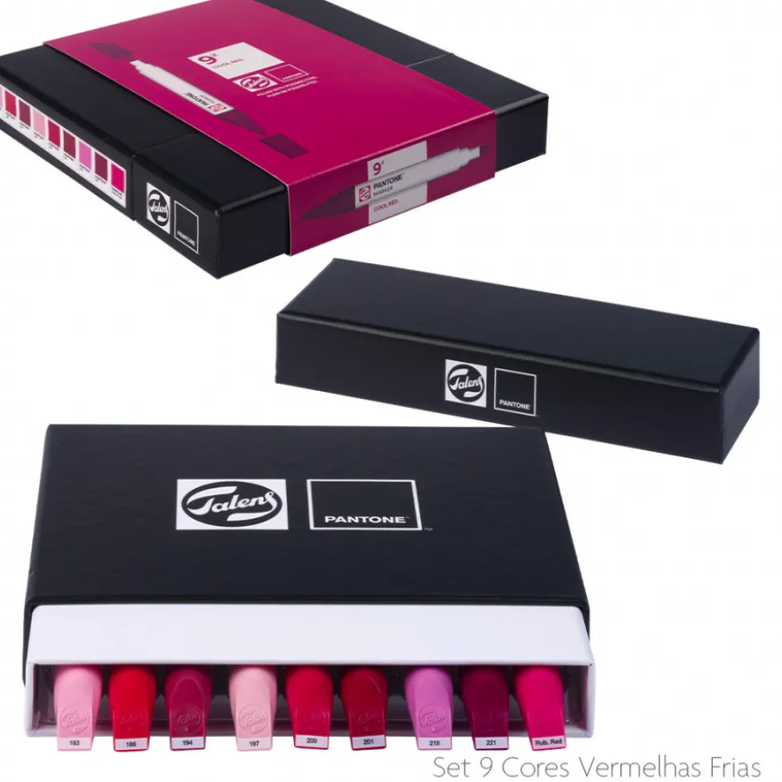 Conjunto Marcadores Cores Vermelhas Pantone Talens