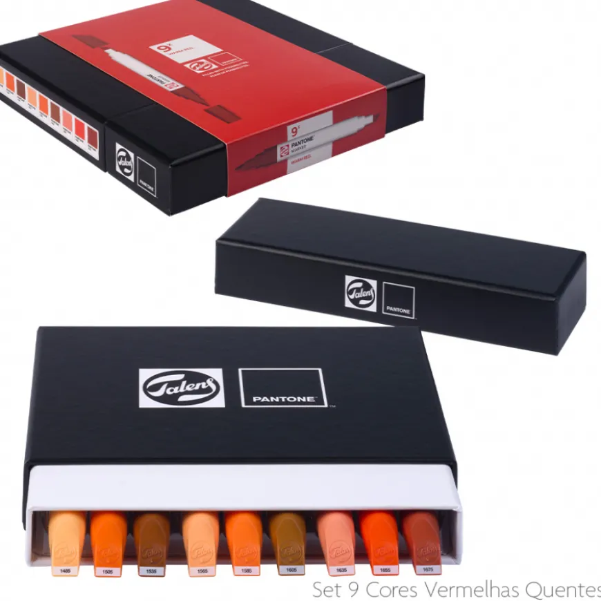 Conjunto Marcadores Cores Vermelhas Pantone Talens