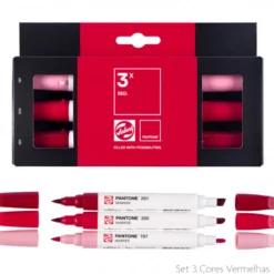 Conjunto Marcadores Cores Vermelhas Pantone Talens