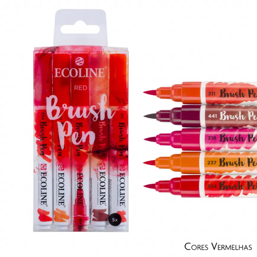 Conjunto 5 Marcadores Pincel Ecoline Talens