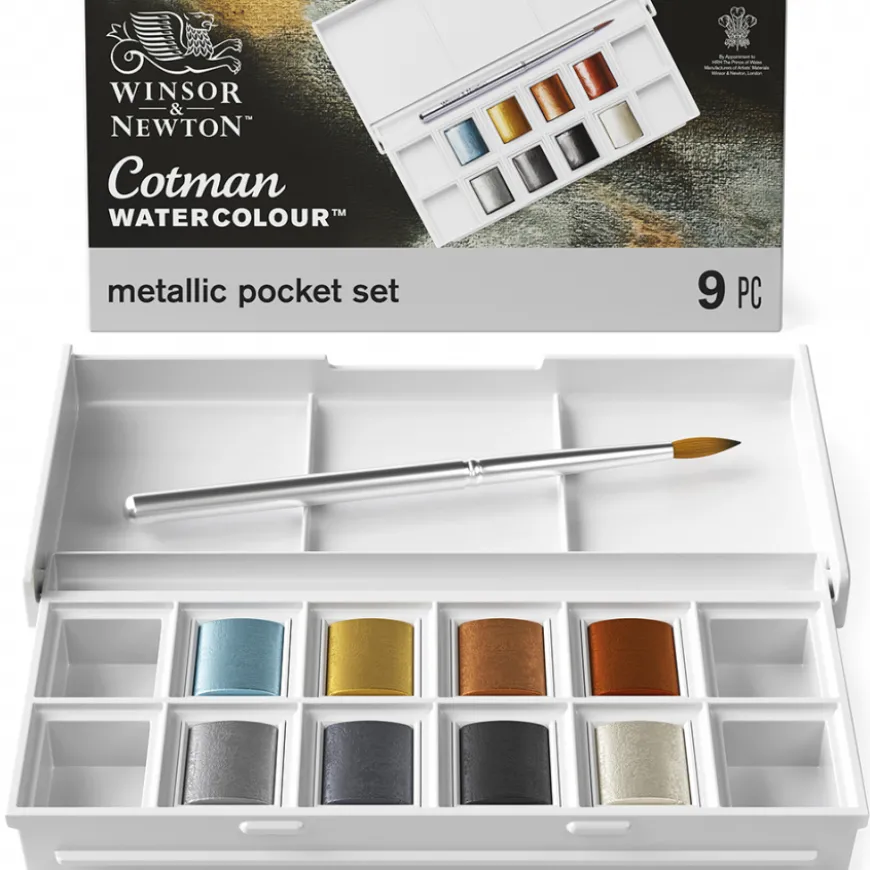 Conjunto Pastilhas Aguarela Metálicas Cotman Winsor & Newton