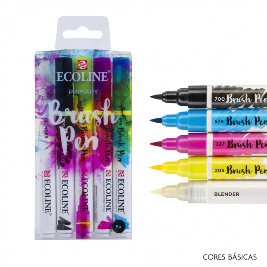 Conjunto Temático 5 Marcadores Pincel Ecoline Talens