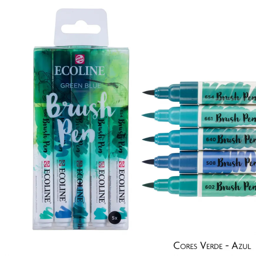 Conjunto Temático 5 Marcadores Pincel Ecoline Talens