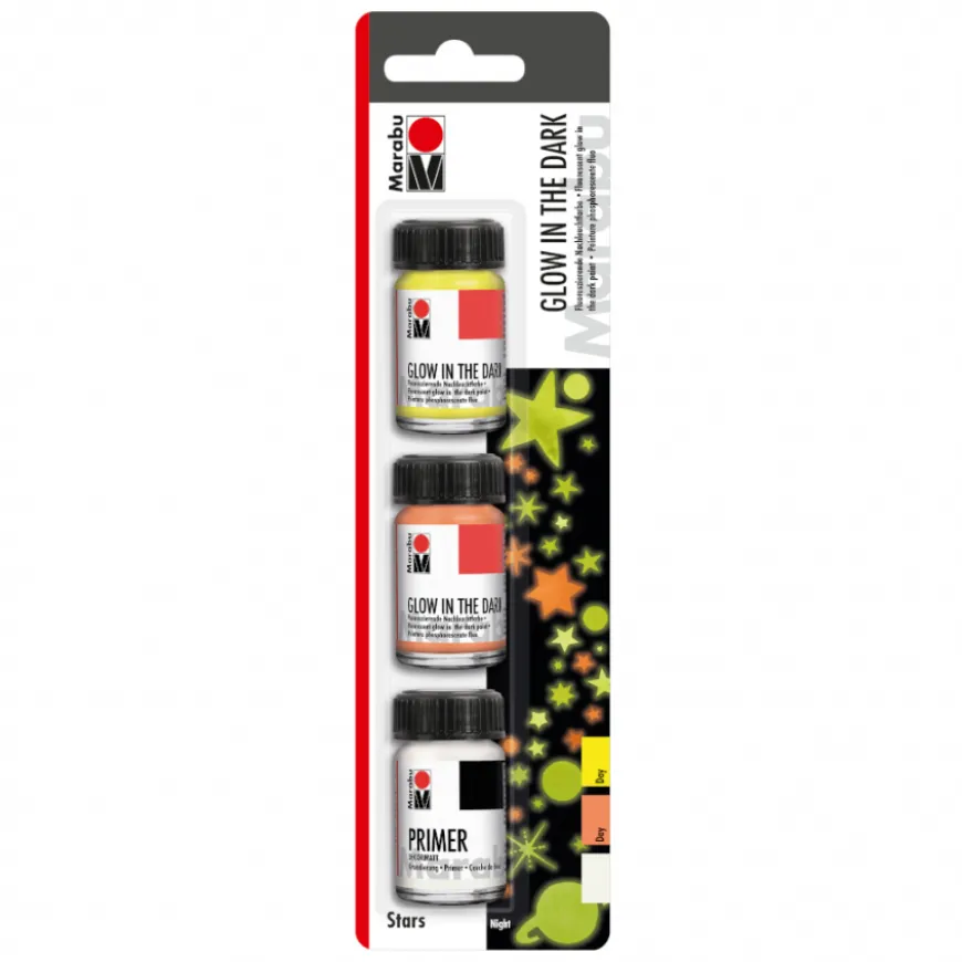Conjunto Tintas Glow in the Dark Marabu