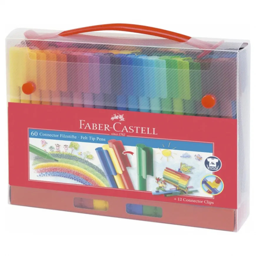 Mala com Marcadores Connector e Acessórios Faber-Castell